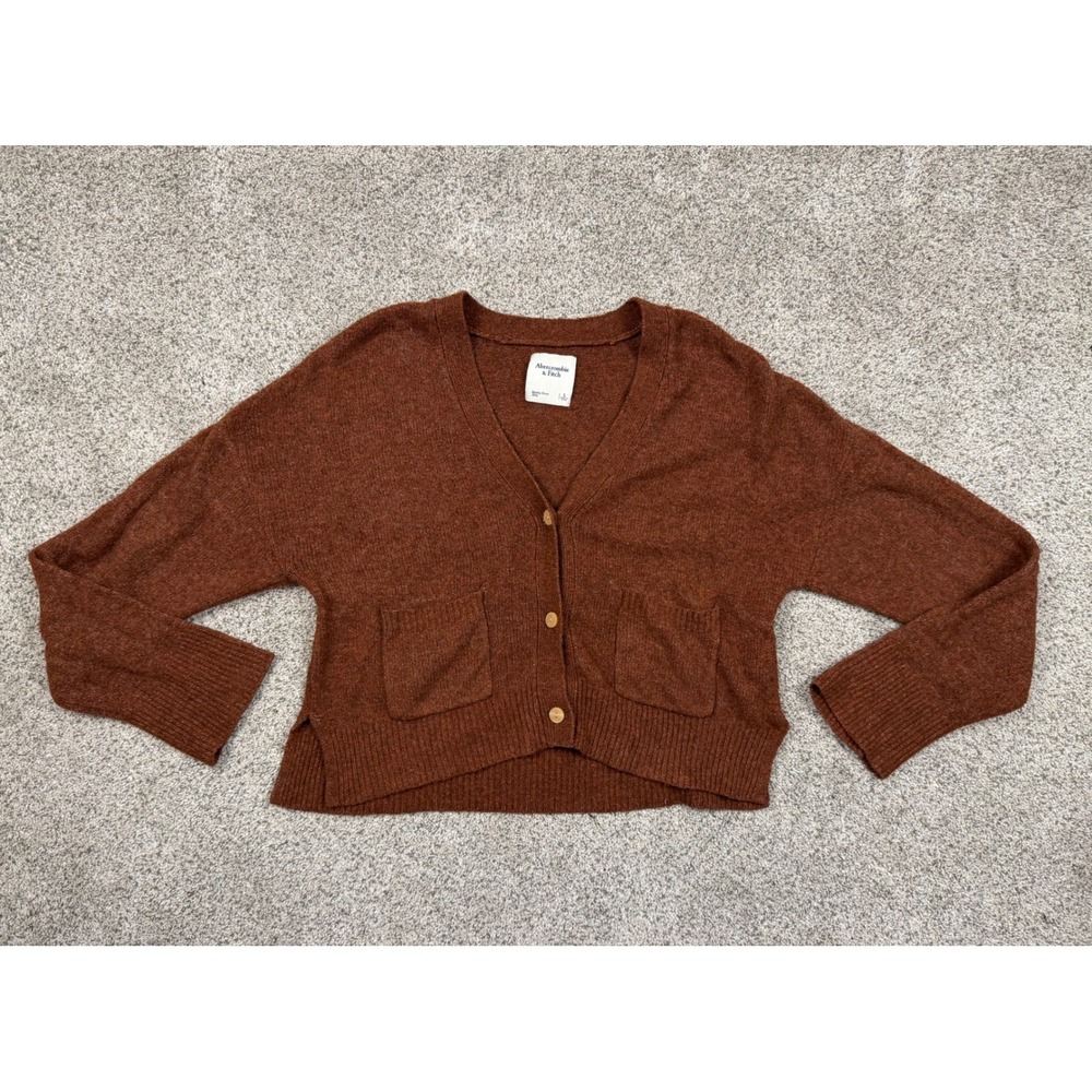 Abercrombie &‎ Fitch Cardigan Sweater Womens Small Brown Cropped V-Neck